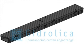 Комплект Gidrolica Light: лоток водоотводный ЛВ -10.11,5.5,5 - пластиковый с решеткой РВ- 10.11.50 пластиковой ячеистой, кл. B125