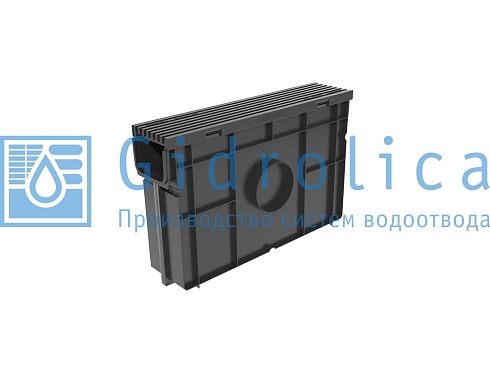 Комплект Gidrolica Light: пескоуловитель для пластиковых лотков ПУ 10.11,5.32 - пластиковый с решеткой РВ- 10.11.50 пластиковой, ячеистой кл. В125