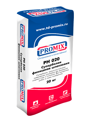 Шпатлевка полимерная финишная Promix PH 020, cупербелая, 20 кг