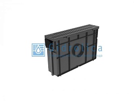 Комплект Gidrolica Light: пескоуловитель для пластиковых лотков ПУ 10.11,5.32 - пластиковый с решеткой РВ- 10.11.50 пластиковой, кл. A15