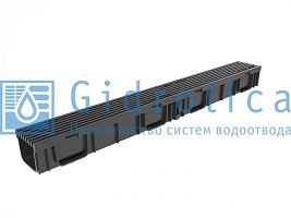Комплект Gidrolica Light: лоток водоотводный ЛВ -10.11,5.9,6 - пластиковый с решеткой РВ- 10.11.50 пластиковой ячеистой, кл. B125